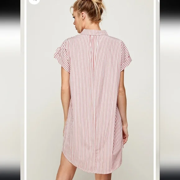 Solution Striped Collar Mini Dress Sz Small - Picture 9 of 10